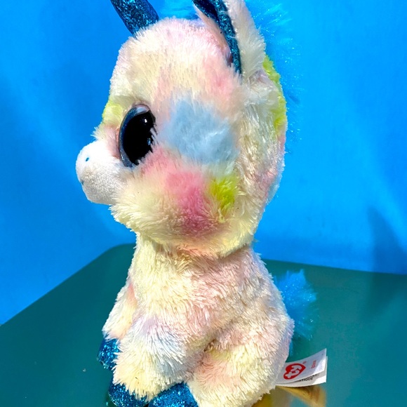 TYSILK BEANIE BOO BLITZ UNICORN SPARKLE BLUE EYES HOOVES & HORN TIE DYE  BODY - Picture 14 of 15
